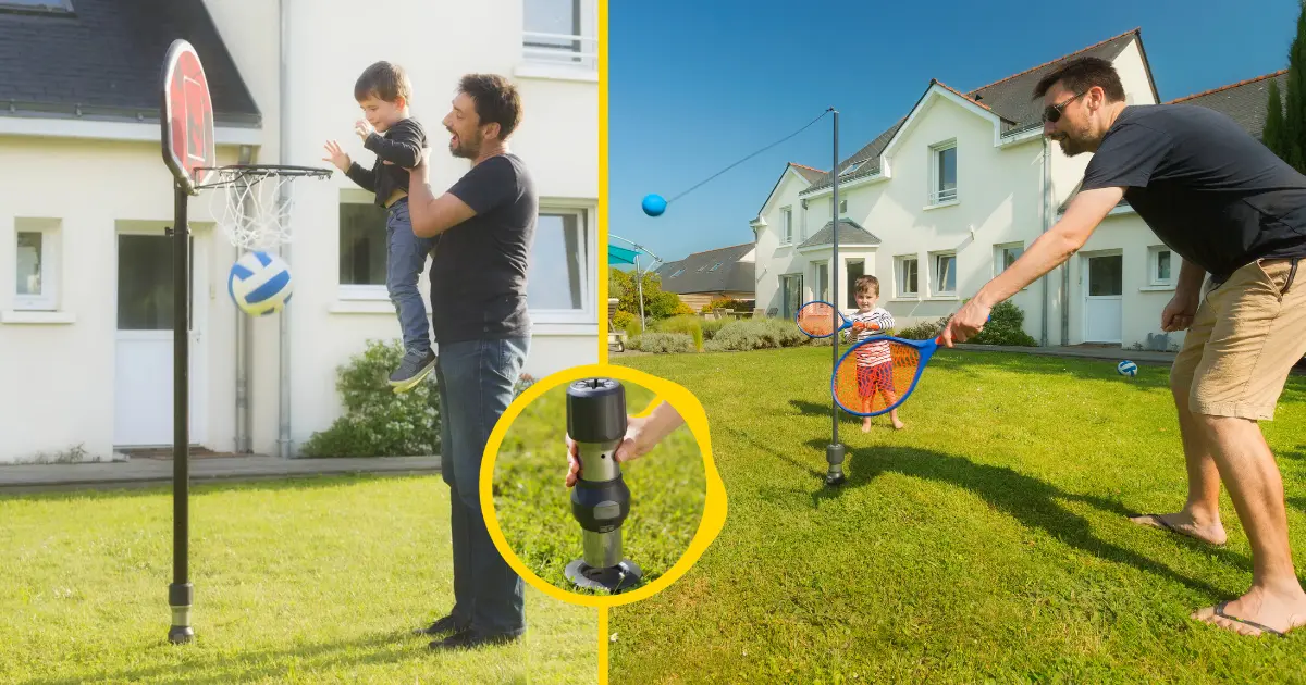 Basketball or speedball setup, easily switch activities in one simple move