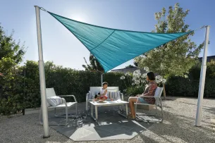 Telescopic removable pole for shade sail