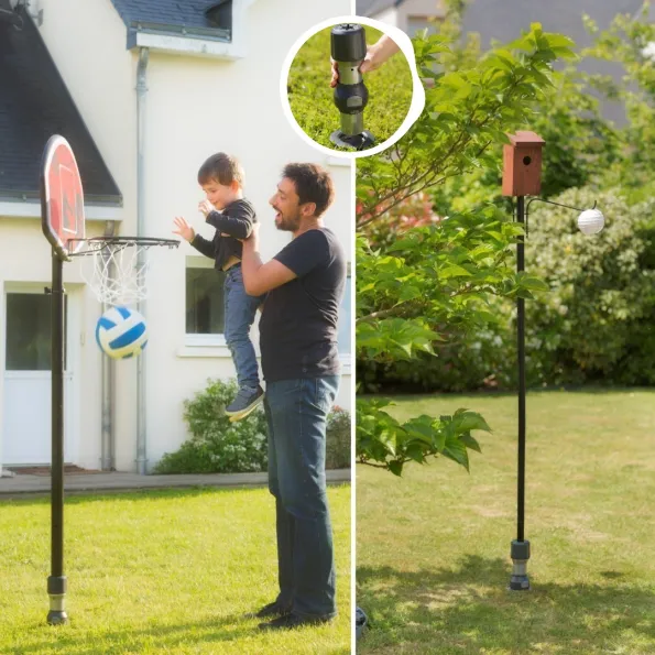 Point d’ancrage Gard&Rock pour panier de basket et mangeoire oiseaux, fixation fiable sur pelouse