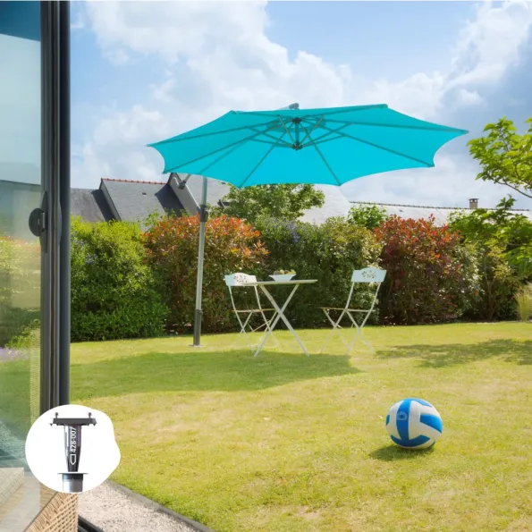 Ancrage Parasol déporté sur terrain penté Gard&Rock