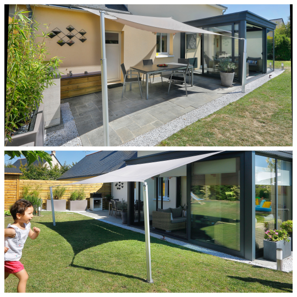 Fixing shade sail on veranda and Gard & Rock terrace