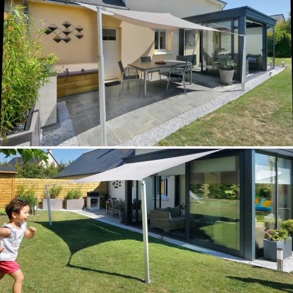 High-density shade sail for veranda, UV-resistant sun protection and extended shading