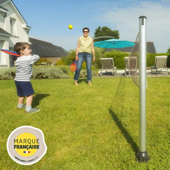 Aluminum multisport poles for foot tennis and aqua volleyball, outdoor and poolside fun